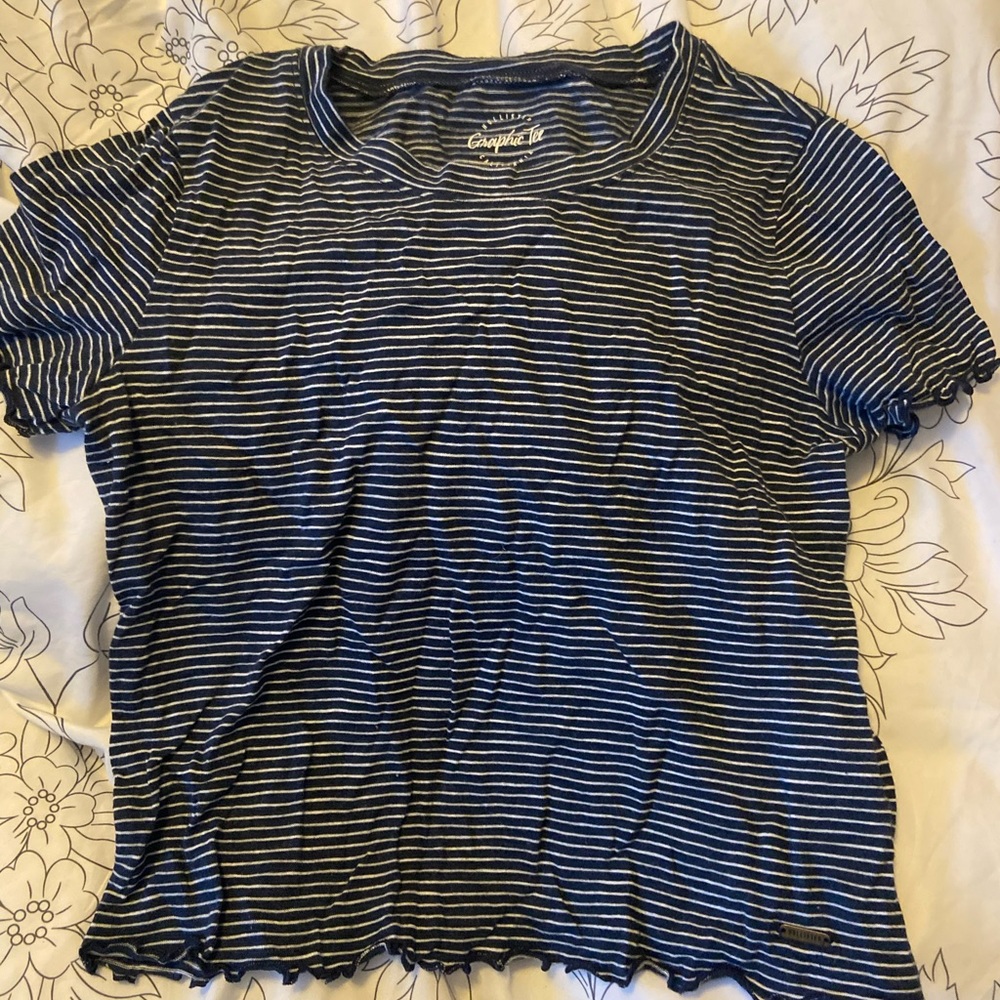 Navy & White Striped Hollister Tee